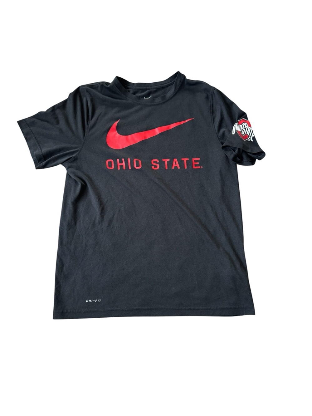 Nike Ohio State Buckeyes Dri-FIT Youth XL Black Red Swoosh Athletic T-Shirt